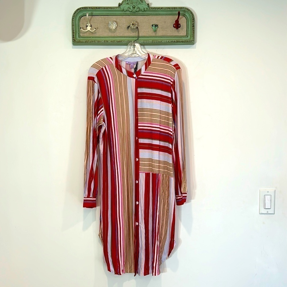 Hale Bob Holiday Striped Long Sleeve Sleep shirt bamboo sz XL women’s new w tags
